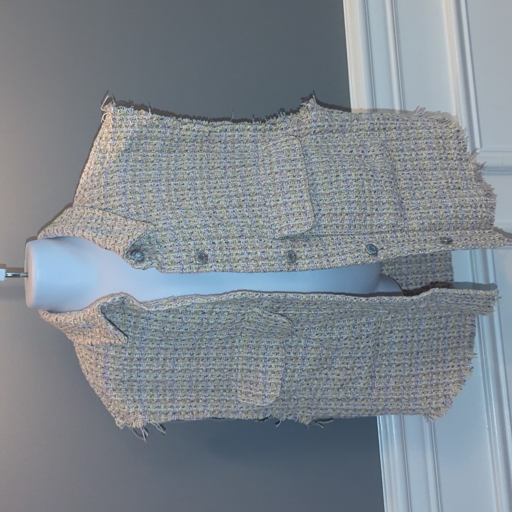 Zara Distressed Pink & Yellow Pastel Vest Size 6 to 7